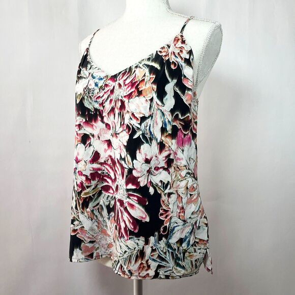 L'Agence 100% Silk Charmeuse Camisole Top Small Feminine Dark Floral Botanical - Picture 2 of 12